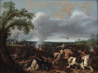 Sveriges kung Gustav II Adolf vid slaget vid Lützen den 16 november 1632