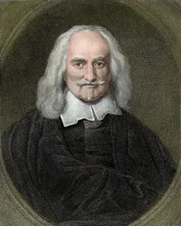 Porträtt av Thomas Hobbes (1588-1679) engelsk filosof. 1800-tals färgstick.