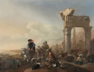 Jan Baptist Weenix / "Jägare nära ruinerna", 1648