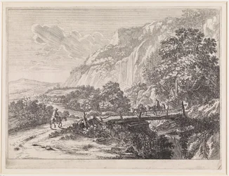 Landskap med träbro vid Sulmona nära Tivoli