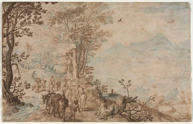 Landskap med resenärer, 1605.