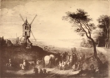 Landskap med väderkvarn