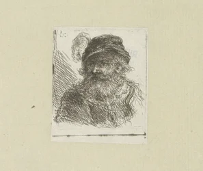 Bebaarde man sätter pluimhoed The Compleat Work of Etchings av John Chalon / Oeuvre Complette des Eaux Fortes av Jean Chalon (serietitel)