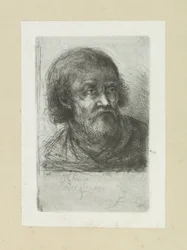 Bebaarde man, till rätt The Compleat Work of Etchings av John Chalon / Oeuvre Complette des Eaux Fortes av Jean Chalon (serietitel)