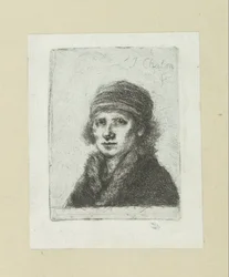 Jonge man sätter bontkraag The Compleat Work of Etchings av John Chalon / Oeuvre Complette des Eaux Fortes av Jean Chalon (serietitel)