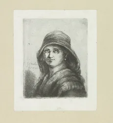 Jonge kvinna sätter huva The Compleat Work of Etchings av John Chalon / Oeuvre Complette des Eaux Fortes av Jean Chalon (serietitel)