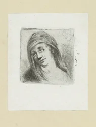 Unge kvinna med huvudduk The Compleat Work of Etchings av John Chalon / Oeuvre Complette des Eaux Fortes av Jean Chalon (serietitel)