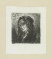 Oude woman met zwarte sluier The Compleat Work of Etchings av John Chalon / Oeuvre Complette des Eaux Fortes av Jean Chalon (serietitel)