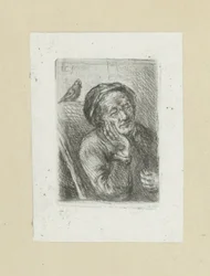 Slapende oude man met vogel The Compleat Work of Etchings av John Chalon / Oeuvre Complette des Eaux Fortes av Jean Chalon (serietitel)