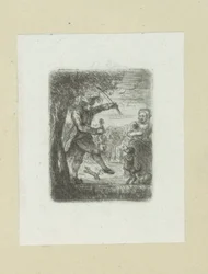 Straatmuzikant sätter våldtäkt i dans hond The Compleat Work of Etchings av John Chalon / Oeuvre Complette des Eaux Fortes av Jean Chalon (serietitel)