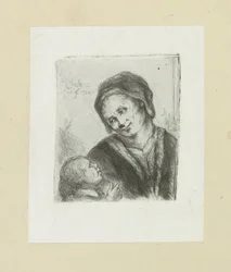 Vrouw en kind The Compleat Work of Etchings av John Chalon / Oeuvre Complette des Eaux Fortes av Jean Chalon (serietitel)