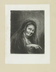Wijzende oude vrouw The Compleat Work of Etchings av John Chalon / Oeuvre Complette des Eaux Fortes av Jean Chalon (serietitel)