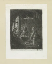 Woonkamer sätter paar The Compleat Work of Etchings av John Chalon / Oeuvre Complette des Eaux Fortes av Jean Chalon (serietitel)