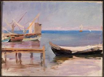 Båtar vid stranden. Från en resa till Konstantinopel