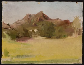 Landschaft mit Bergen. Aus der Reise nach Indien