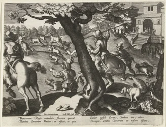 Hertenjacht met honden Jachttaferelen (serietitel) Jakten på vilt, fågel och fisk i Bestiary (serietitel)
