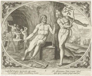 Phoebus informerar Vulcan om äktenskapsbrottet Venus och Mars (serietitel)