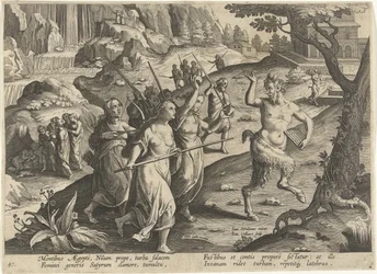 Vrouwen verjagen een sater Jachttaferelen (serietitel) Jakten på vilt, fågel och fisk i Bestiary (serietitel)