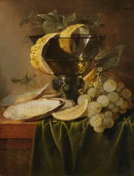 Stilleben med ett glas och ostron, ca 1640