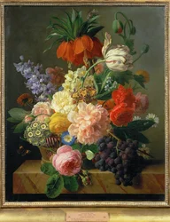 Blommor och frukt ... (målning på duk)