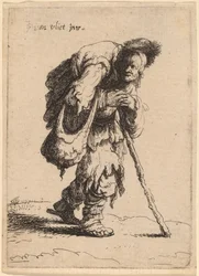 Tiggare bär en kvinna på ryggen, 1632.