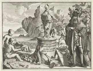 Voetstuk met de heilige Thomas Becket Titelsida voor J. Beeverell, Storbritanniens och Irlands nöjen, del 4, 1707 Förnöjelserna i Storbritannien och Irland (titel på objekt)