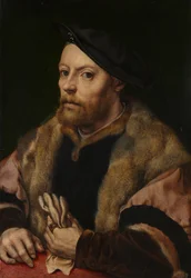En man som håller en handske, ca 1532