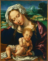 Jungfru och barn i ett landskap