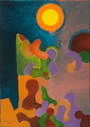 Mormor berättar historier i skymningen, 2009 (olja på duk)