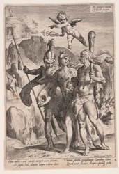 Minerva och Amor leder Herkules och Scipio till dygdens väg