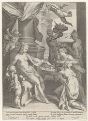 Venus hedrad av nymfer och en faun