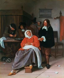 En man som erbjuder ett ostron till en kvinna, c1660-1665