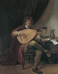 Självporträtt som spelar lut, ca 1665