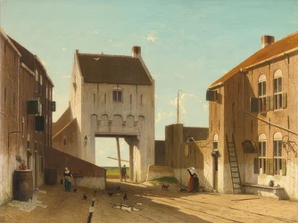 Stadsporten i Leerdam. Omkring 1868-70