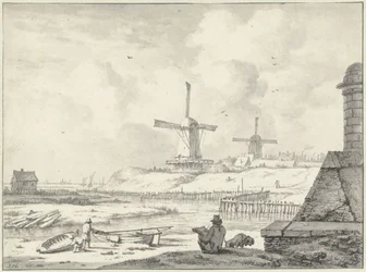 Skämtande ritare på Hoogendijk, utanför Haarlemmerpoort