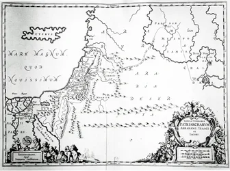 Karta över Abrahams, Isaks och Jakobs resor, 1652