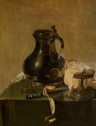 Holländska: Stilleben med tennkanna Stilleben med tennkanna Still life with pewter jug