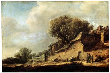 Landskap med en bondstuga, 1631.