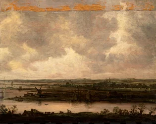 Utsikt över floden Spaarne och Haarlemmermeer