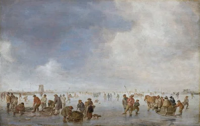 Winter Scene on the Ice (olja på panel)