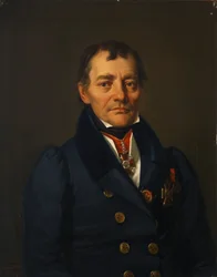 Porträtt av författaren Pyotr Ivanovich Sokolov 1766-1836, 1830