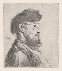 Byst av en man med en pälsmössa, 1600-talet.