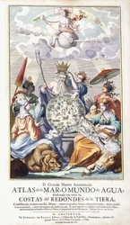 Allegorisk titelsida, från "The Great New Augmented Atlas of the Sea, 1680