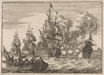 I Valencia attackeras spanska amiralen Papachino av tre franska fartyg under amiral Tourville för att han inte hälsade tillräckligt snabbt, 1688