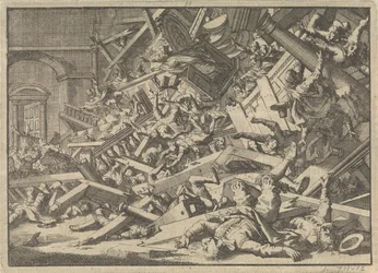 Kollapserat galleri under en katolsk gudstjänst i det spanska sändebudets hus i London, 1623
