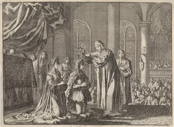 Kröningen av Vilhelm III och Maria II Stuart genom ärkebiskopen av Canterbury, 1689
