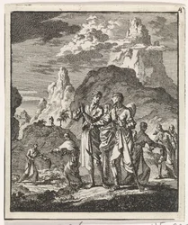 Möte av pilgrimer i bergen