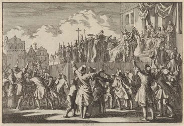 Gatubild i Aberdeen som hånar den katolska religionen, 1689