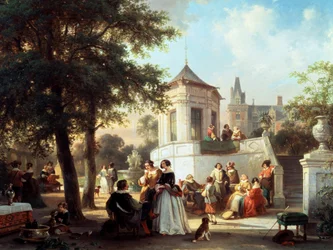 Trädgårdsfesten 1854. Målning av Jan Michiel Ruyten (1813-1881, Belgien) Collection privee