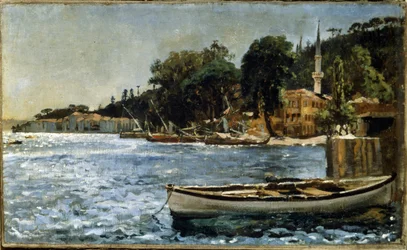 Vy över Bebek nära Konstantinopel (idag distriktet i Istanbul). Utsikt över Bebek nära Konstantinopel. Målning av Jan Alojzy Matejko (1838-1893)